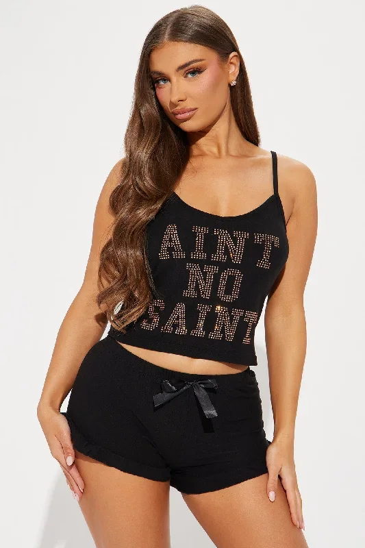 Ain't No Saint PJ Short Set - Black