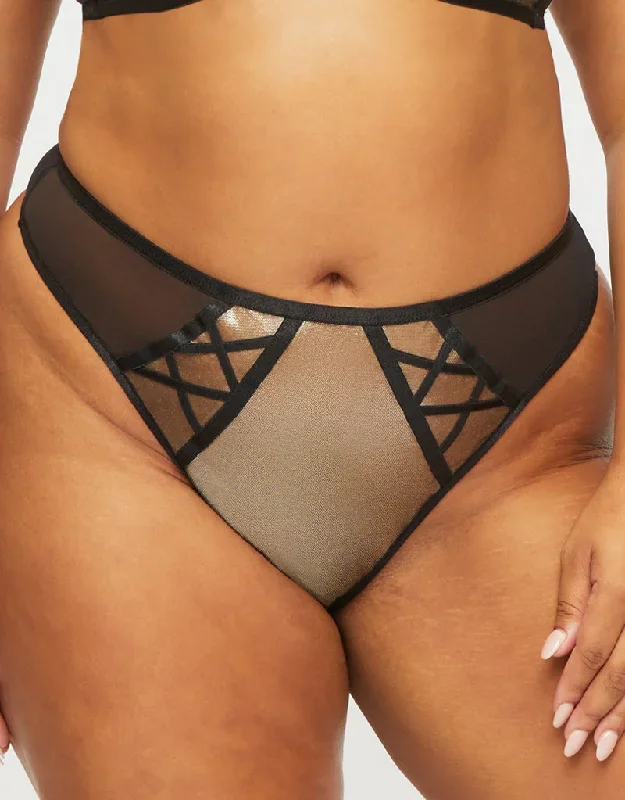 Ann Summers The Palazzo Shine Brazilian Brief Black/Gold