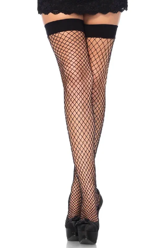 Black diamond fishnet thigh highs