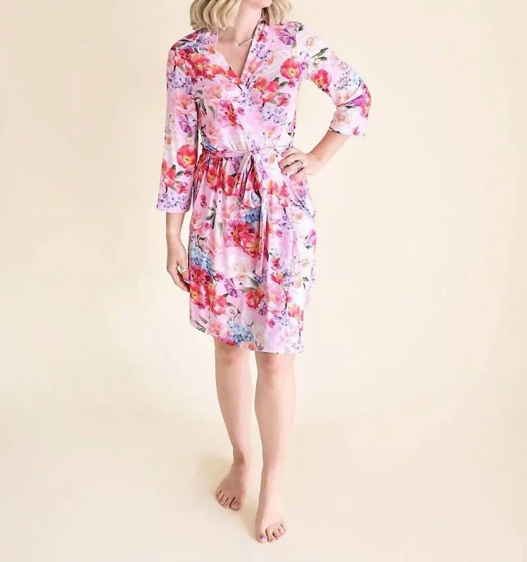 Brisa Mommy Robe In Pink Floral