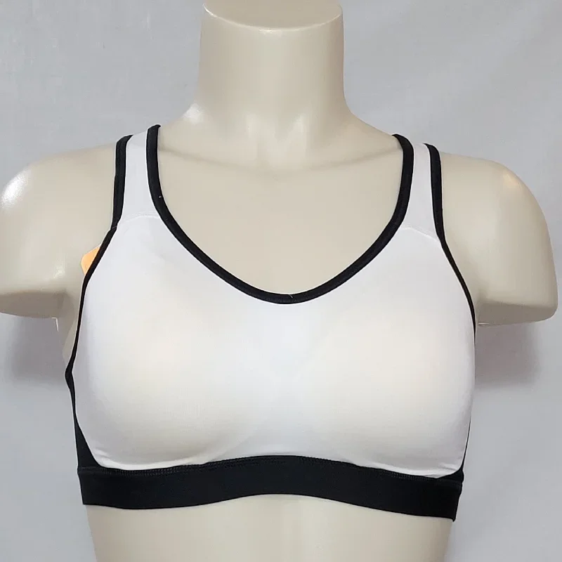 Champion N9554 Concealing Petals Wire Free Sports Bra SMALL White Black NWT