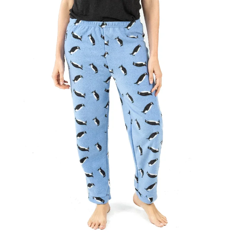 Christmas Womens Fleece Pajama Pants Penguin