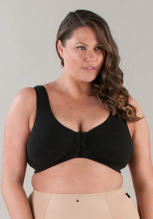 Women Plus Size Cotton Front Closer Bra Black Color