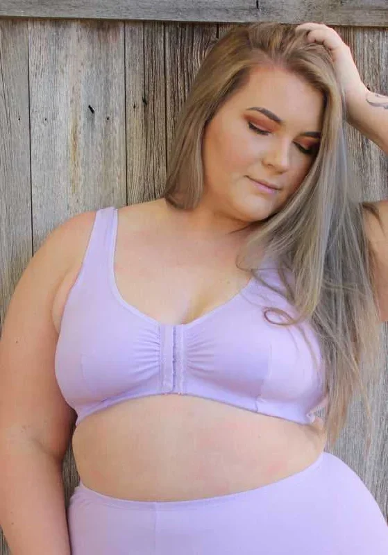 Women Plus Size Cotton Front Closer Bra Lilac Color