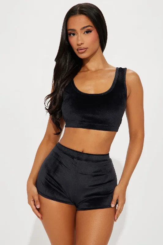 Cuddle With Me II Velour PJ Short Set - Black