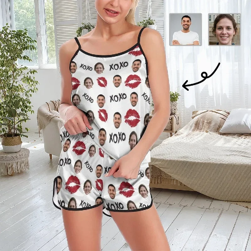 custom-couple-face-pajamas-red-lips-sleepwear-personalized-womens-sexy-cami-pajamas-set