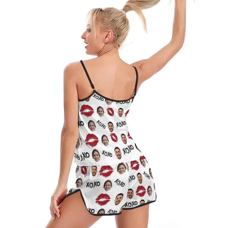 custom-couple-face-pajamas-red-lips-sleepwear-personalized-womens-sexy-cami-pajamas-set