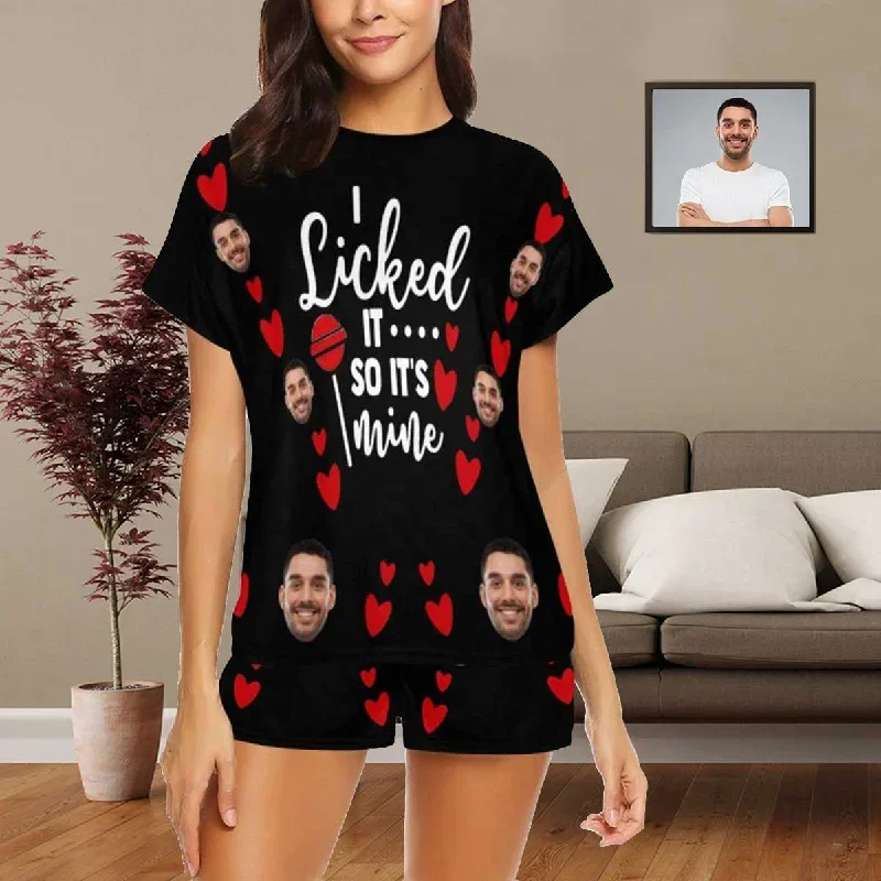 PRICE DROP-Personalised Pjs Womens It's Mine Sleepwear Custom Boyfriend Face Women's Short Pajama Set