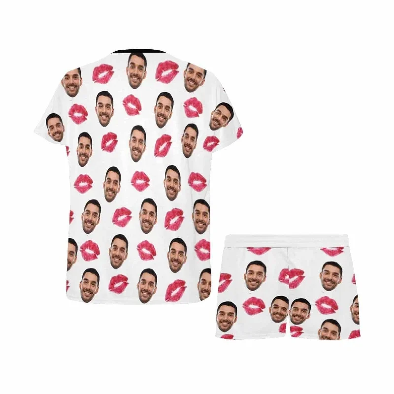 custom-face-pajamas-your-red-lips-sleepwear-personalized-womens-short-pajama-set