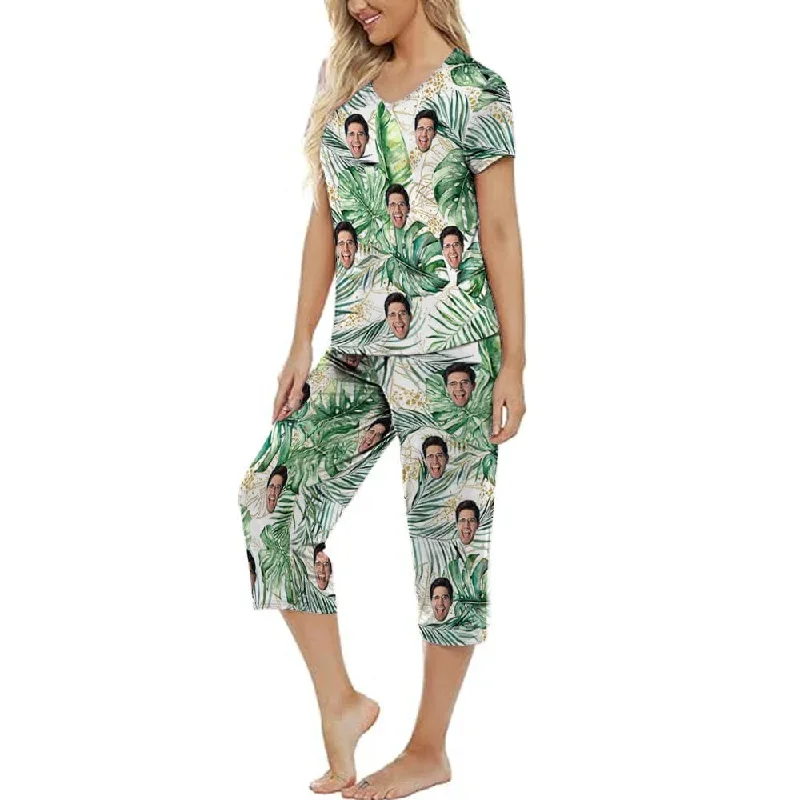 custom-face-palm-leaves-womens-loungewear-set-short-sleeve-shirt-and-capri-pants-sleepwear-pajama-set