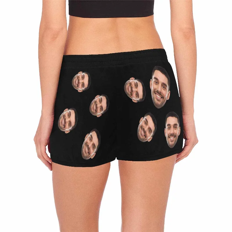 custom-face-womens-pajama-shorts-personalized-black-background-sleepwear-shorts