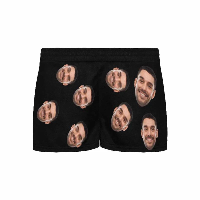 custom-face-womens-pajama-shorts-personalized-black-background-sleepwear-shorts