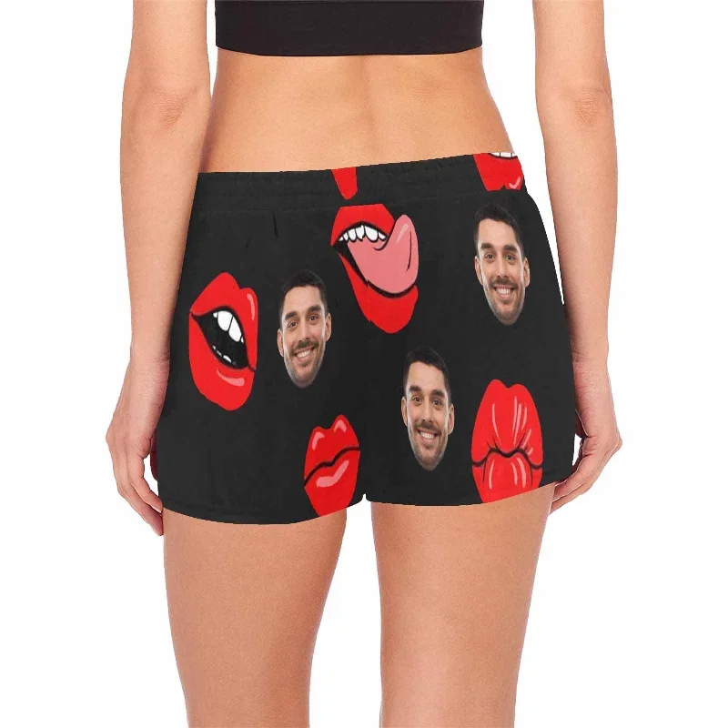 custom-face-womens-pajama-shorts-personalized-red-lips-sleepwear-shorts