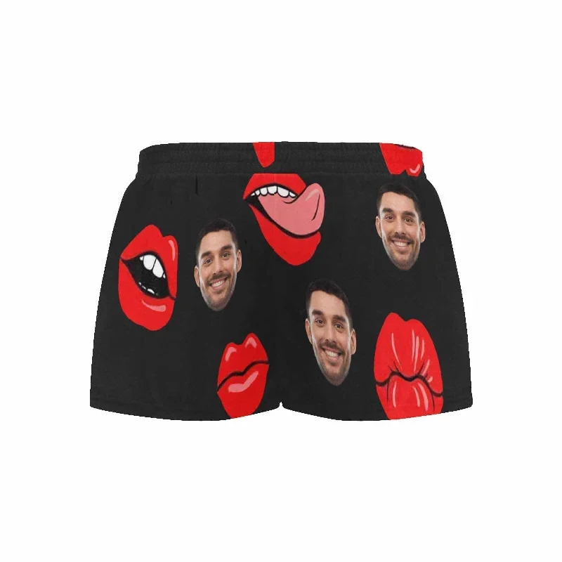 custom-face-womens-pajama-shorts-personalized-red-lips-sleepwear-shorts