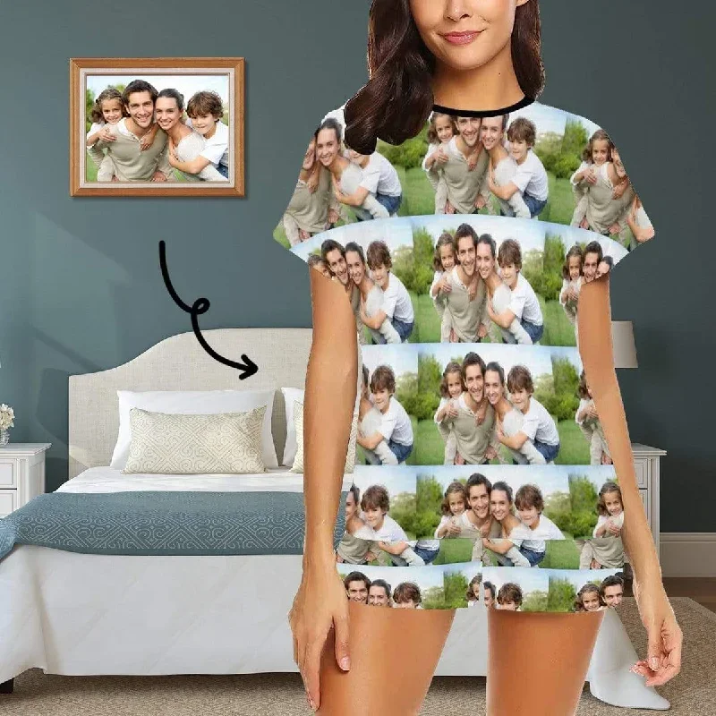 PRICE DROP-Custom Photo Pajamas Loving Family Loungewear Personalized Women's Short Pajama Set Gifts for Mom