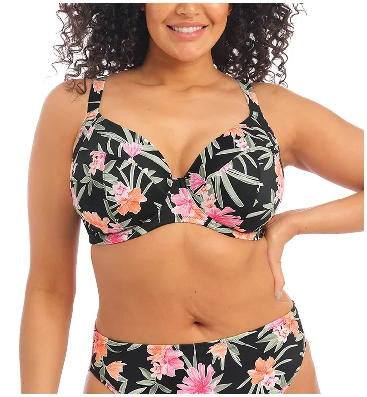 Elomi Dark Tropics Plunge Underwire Bikini (ES800102)- Black