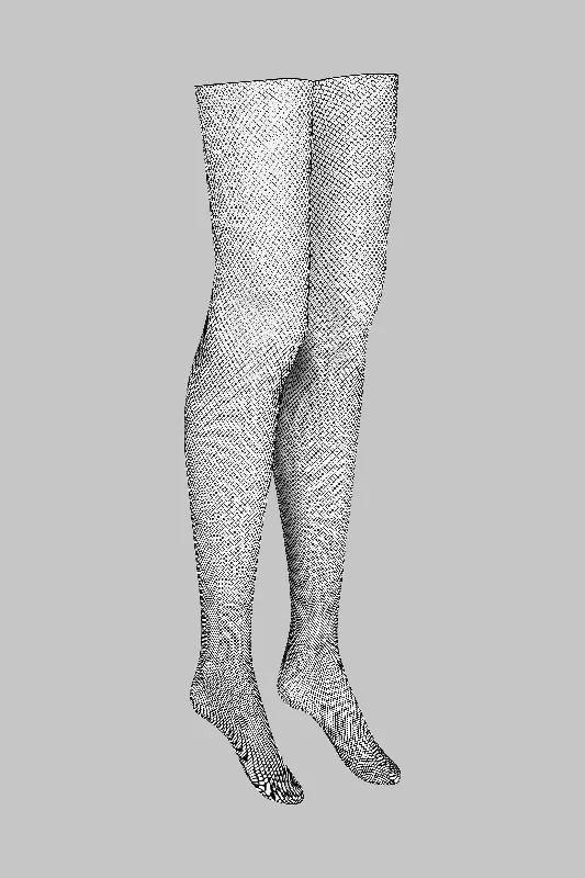 Fishnet cut and curled stockings