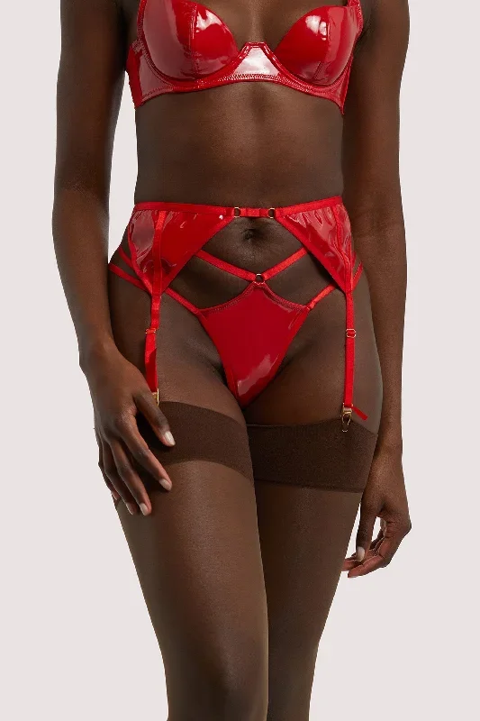 hustler-maxine-red-pvc-strap-and-ring-detail-suspender