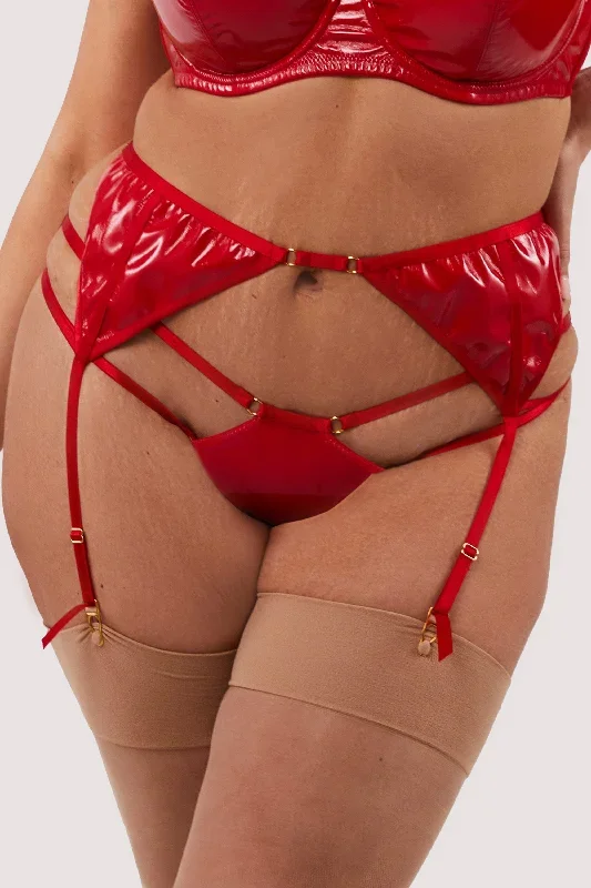 hustler-maxine-red-pvc-strap-and-ring-detail-suspender