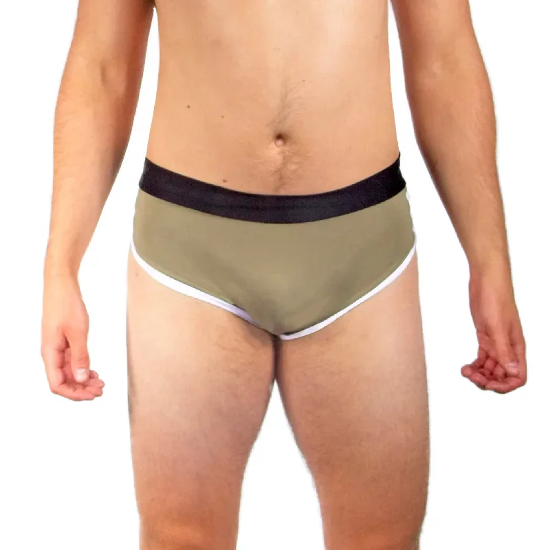 King Briefs (High Leg) - Khaki / Black