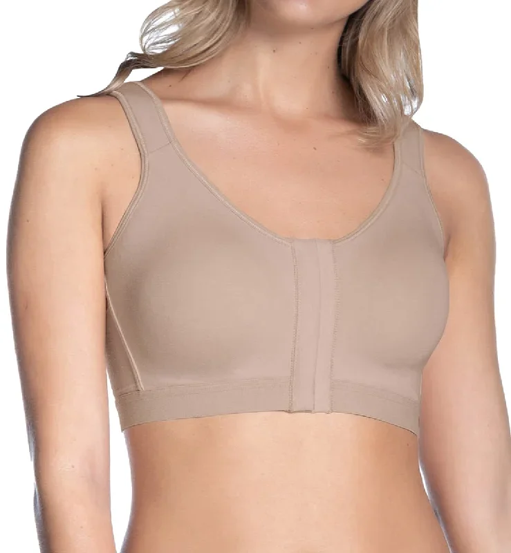 Leonisa Stretch Cotton Posture Corrector Wireless Front-Closure Bra (980)- Nude