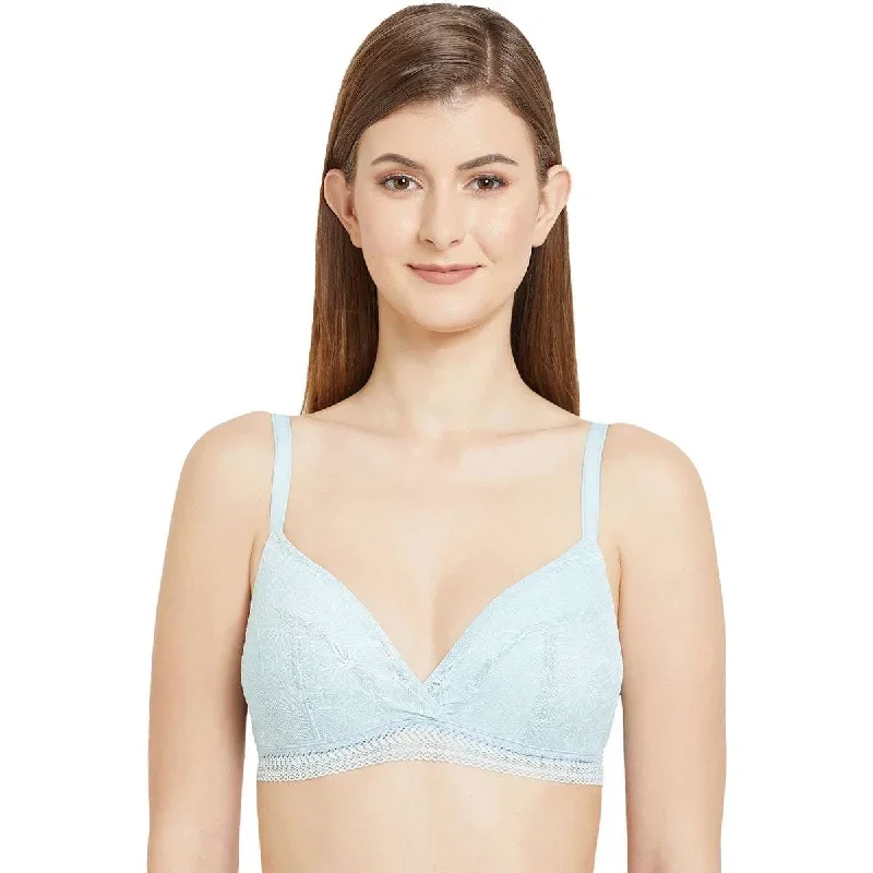 Lilia Padded Non-Wired 3/4Th Cup Lace Fashion Bra-Blue