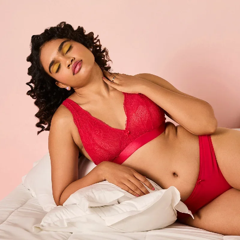 Lola & Mae  The Parisian Cut Non Padded Bralette - Red LMB1035