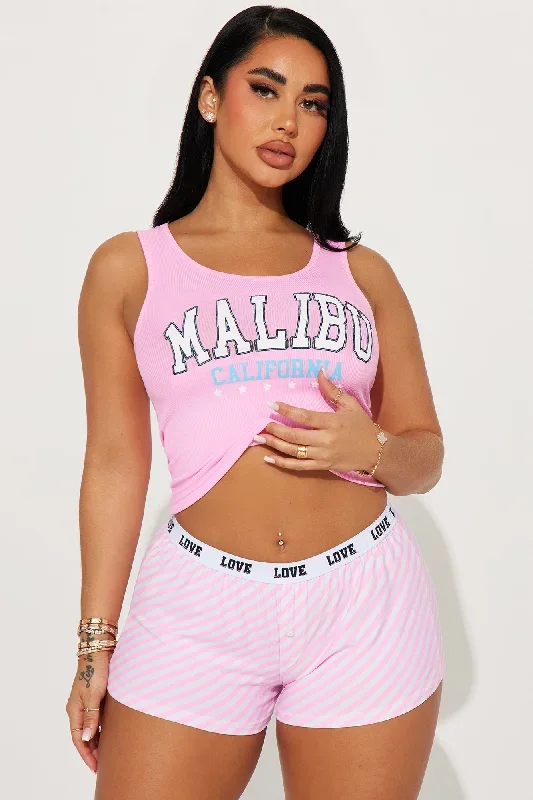 Malibu Babe PJ Boyshort Set - Pink