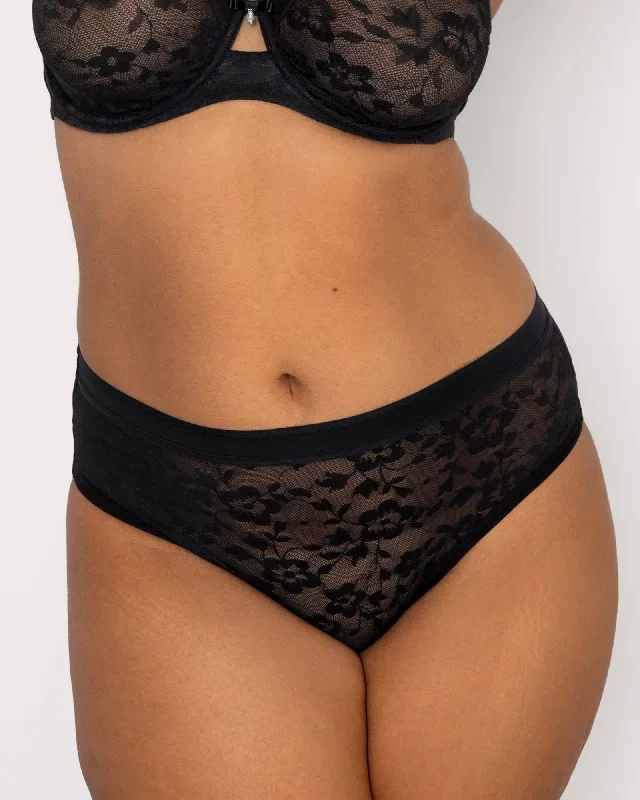 No-Show Lace High Cut Brief - Black Hue