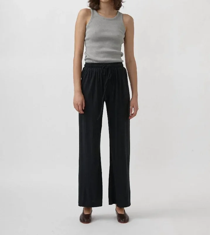 Ora Silk-Wool Lounge Pant In Black