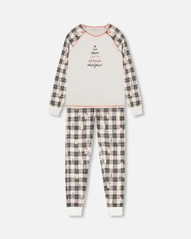 Organic Cotton Adult Women Christmas Family Two Piece Pajama Set Polar Bear Print