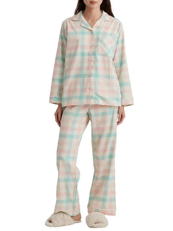 Papinelle Women's Organic Cotton Plaid Woven Pajama Set