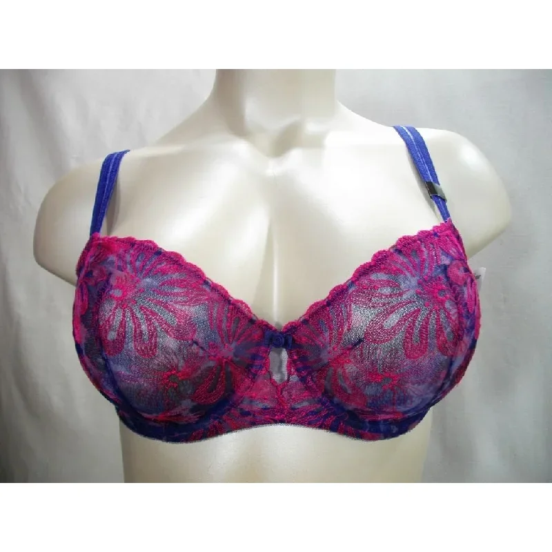 Paramour 115009 Ellie Demi Unlined Sheer Lace UW Bra 34DDD Plum Floral Purple