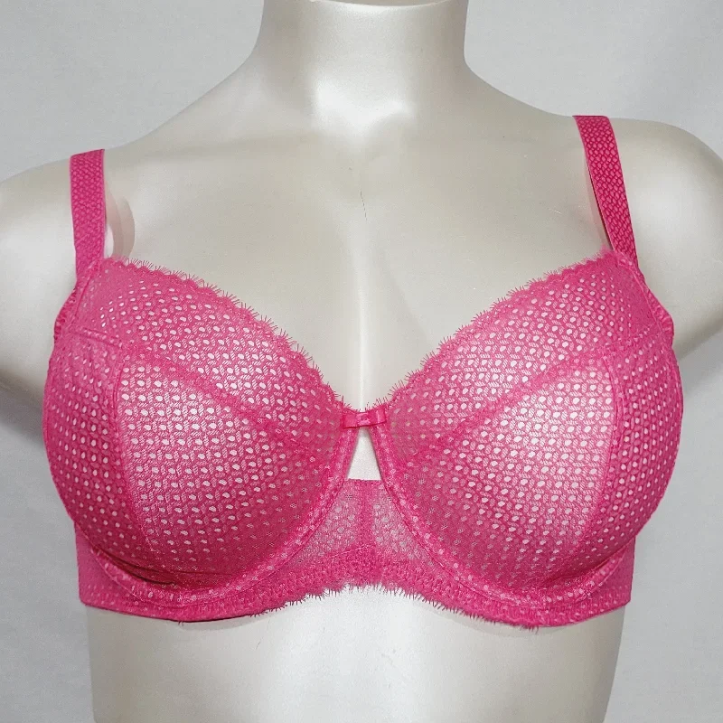 Paramour 115048 Dahlia 4-Section Cup Geo Lace UW Bra 40H Fandango Pink