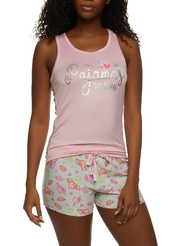 Pajamas All Day Glitter Pajama Tank Top and Shorts