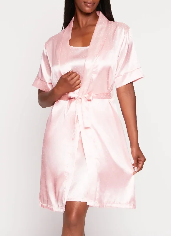 Satin Polka Dot Nightgown and Robe