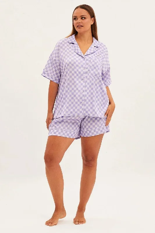 print-check-short-sleeve-top-and-short-satin-pj-set-cnw1114l-84wb-1