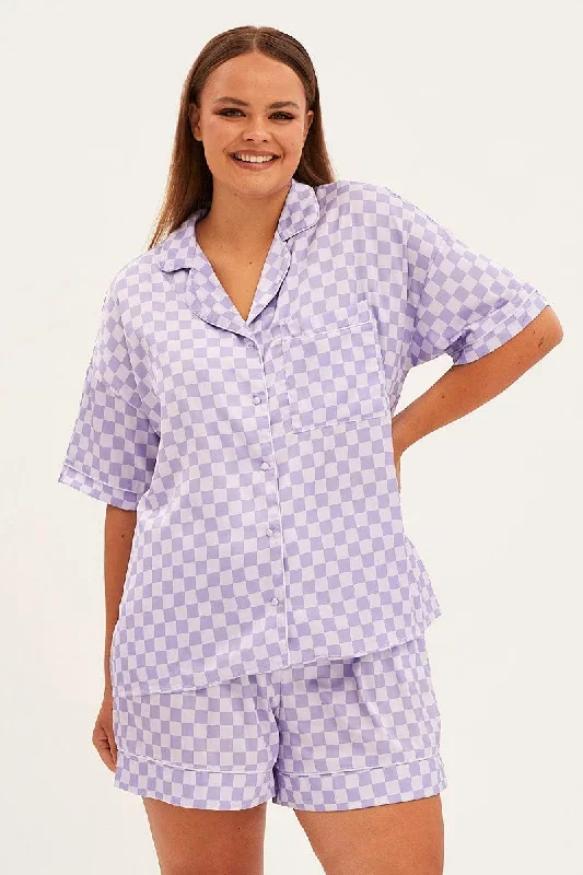 print-check-short-sleeve-top-and-short-satin-pj-set-cnw1114l-84wb-1