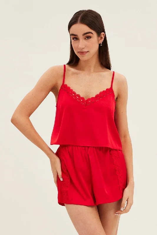 red-pyjamas-set-sleeveless-cami-shorts-satin-nw10045a-43wb