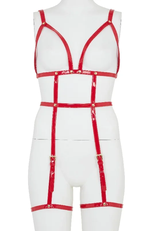 regalia-open-harness-bra-with-leg-cuffs-red