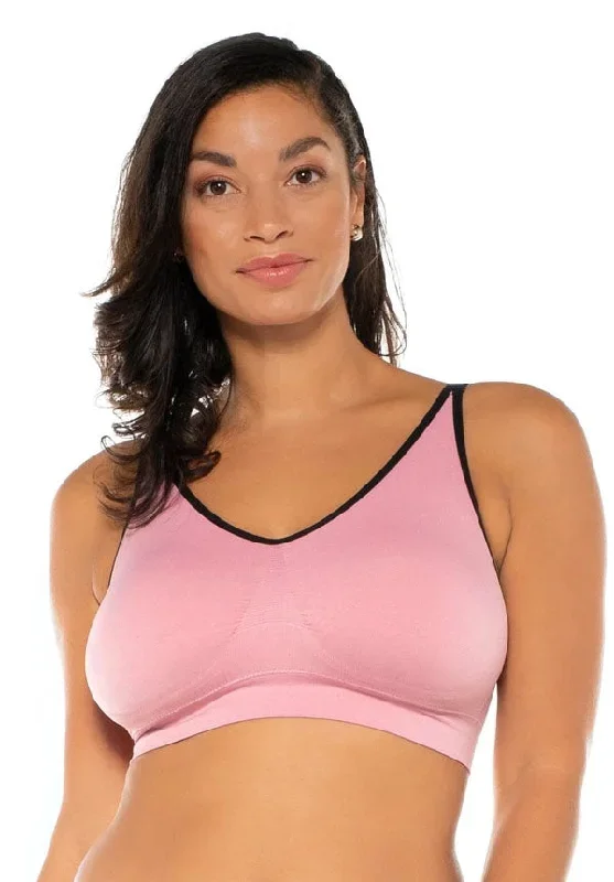 Rhonda Shear Seamless Bra with Lace Back Detail Pink