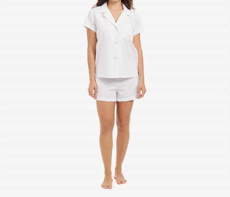 Seersucker Cotton Classic Short Pj Set In White