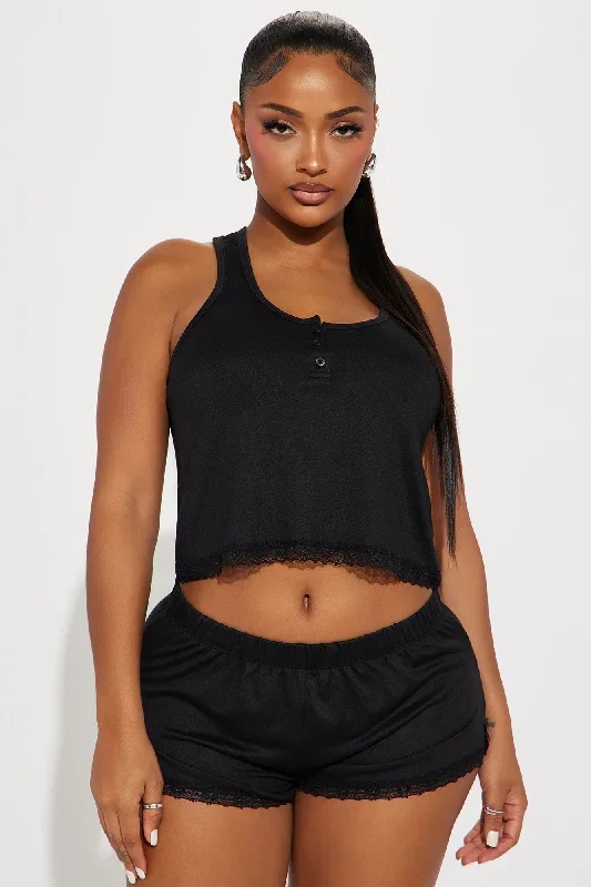 Sleepover Ready PJ Short Set - Black