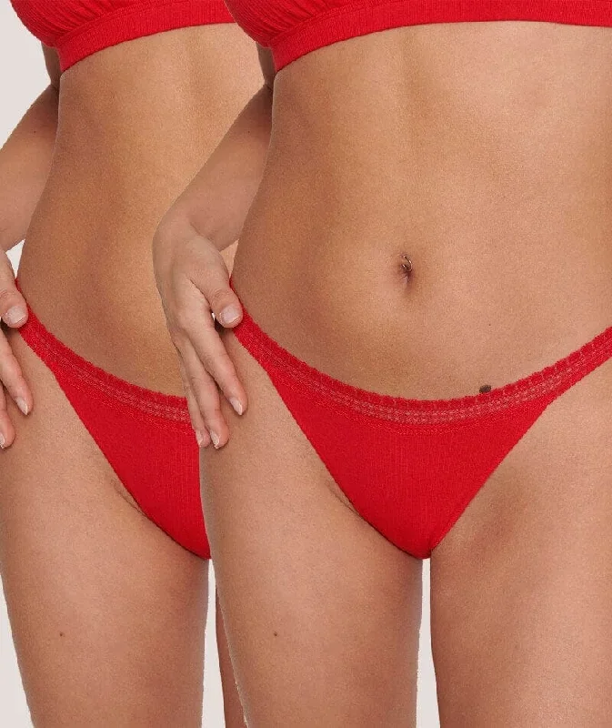 Sloggi Go Ribbed Tanga Brief 2 Pack - Campari