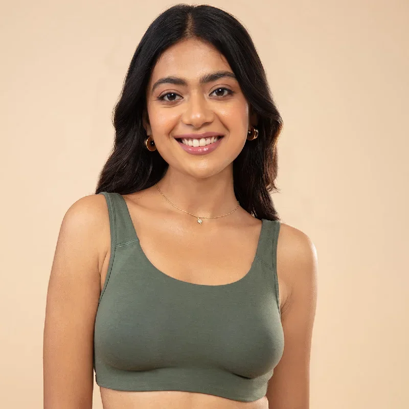 Soft cup easy-peasy slip-on bra with Full coverage - Bettle green NYB113