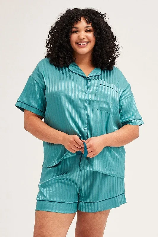 stripe-pyjamas-set-short-sleeve-collared-shorts-satin-cnw1114-84wb-1