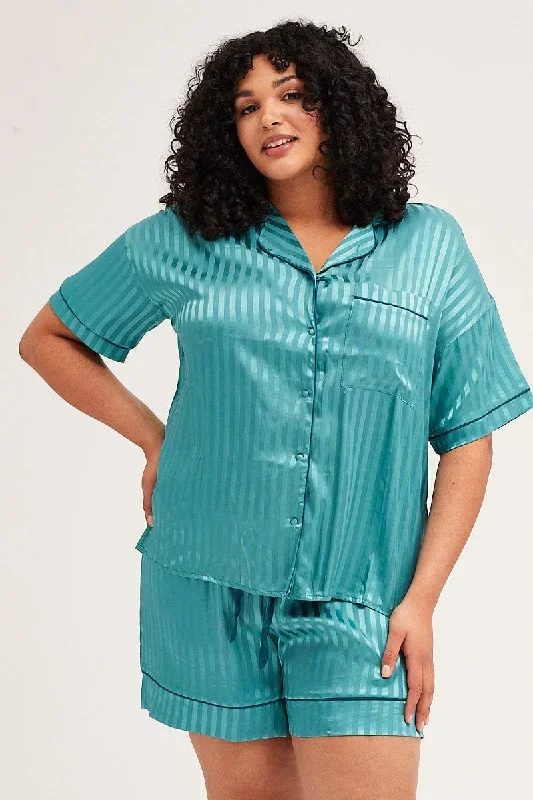 stripe-pyjamas-set-short-sleeve-collared-shorts-satin-cnw1114-84wb-1