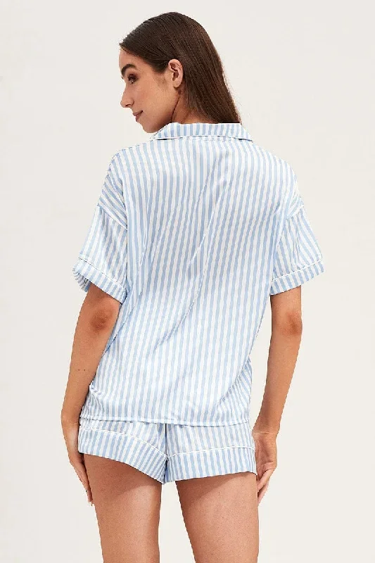 stripe-satin-short-sleeve-top-shorts-pj-set-nw1114c-84w