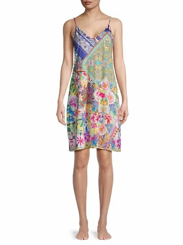 Talavera Patchwork Printed Nightgown In Multi