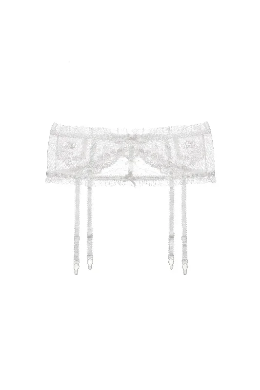 White Guipure 3D Lace Floral Garter Belt Lingerie